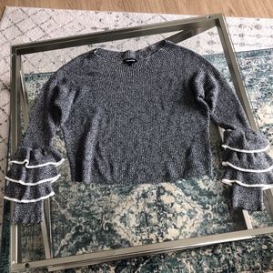 Ruffle Sleeve Cropped Sweater